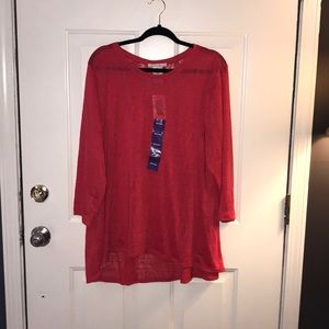 NWT XXL PHILOSOPHY CORAL SEMI SHEER TOP